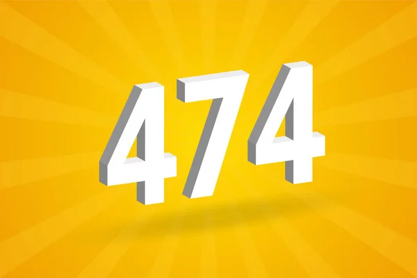 Abeceda Číslem 3D474 Bílé Číslo 474 Žlutým Pozadím — Stockový vektor