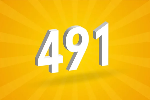 491 Cijfer Lettertype Alfabet Wit Nummer 491 Met Gele Achtergrond — Stockvector