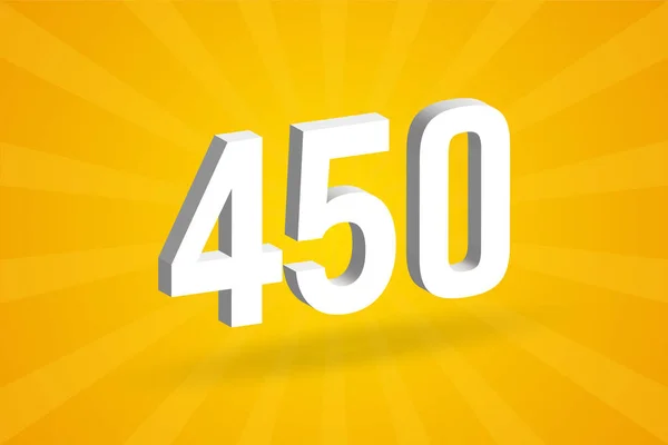 450 Αριθμό Γραμματοσειράς Αλφάβητο Λευκό Αριθμός 450 Κίτρινο Φόντο — Διανυσματικό Αρχείο