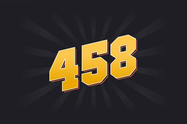 Numer 458 Alfabet Czcionek Wektorowych Żółta Liczba 458 Czarnym Tłem — Wektor stockowy