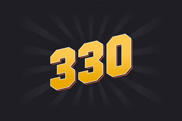Αριθμός 330 Διανυσματικό Αλφάβητο Κίτρινος 330 Αριθμός Μαύρο Φόντο — Διανυσματικό Αρχείο