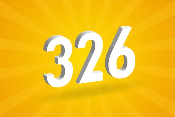 Abeceda Číslem 3D326 Bílé Číslo 326 Žlutým Pozadím — Stockový vektor