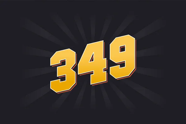 349号矢量字母表 黄色349数字 黑色背景 — 图库矢量图片