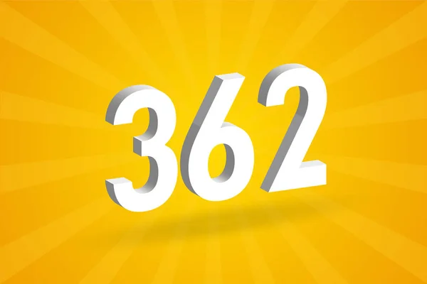 362番目のフォントアルファベット 黄色の背景を持つホワイト3D番号362 — ストックベクタ