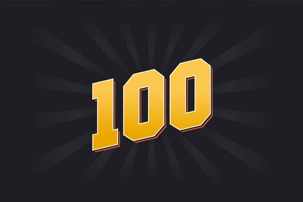 Abeceda Vektorového Písma Číslo100 Žluté 100 Číslo Černým Pozadím — Stockový vektor