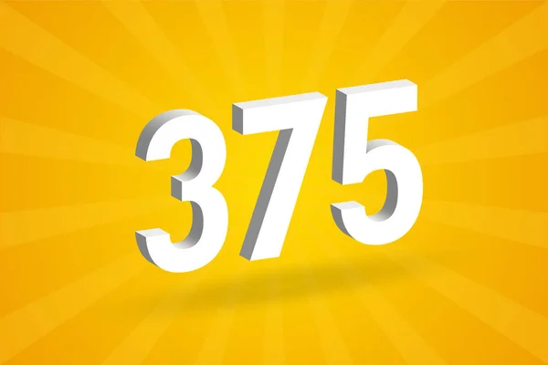 Abeceda Číslem 3D375 Bílé Číslo 375 Žlutým Pozadím — Stockový vektor