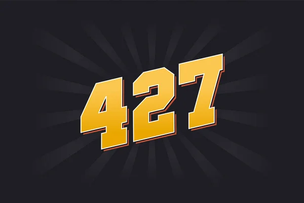 Zahl 427 Vektorschrift Alphabet Gelbe Zahl 427 Mit Schwarzem Hintergrund — Stockvektor