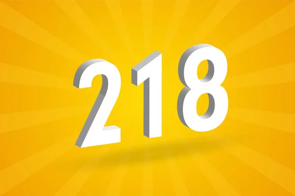 218 Cijferlettertype Alfabet Wit Nummer 218 Met Gele Achtergrond — Stockvector