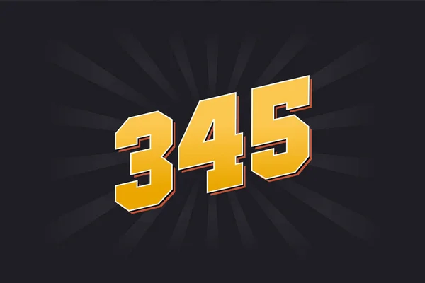345号矢量字母表 黄色345数字 黑色背景 — 图库矢量图片