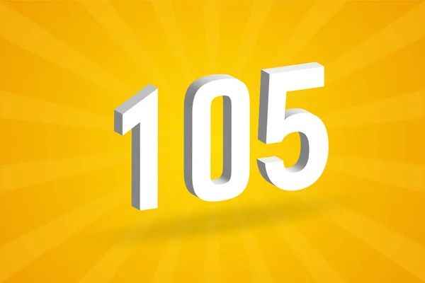 Alfabet Czcionek 105 Biały Numer 105 Żółtym Tłem — Wektor stockowy