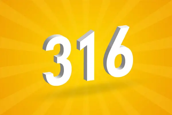 316 Αλφάβητο Αριθμών Λευκό Αριθμός 316 Κίτρινο Φόντο — Διανυσματικό Αρχείο
