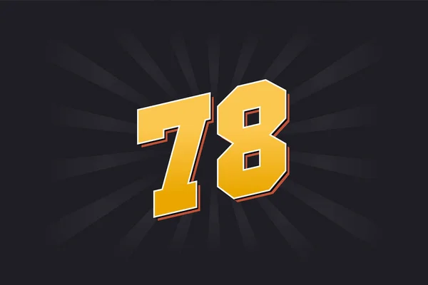 78号矢量字母表 黄色78数字 黑色背景 — 图库矢量图片