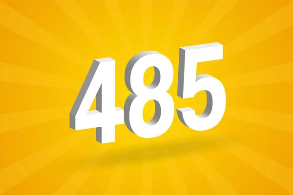 485数字字母表 黄色背景的白色3D 485号 — 图库矢量图片