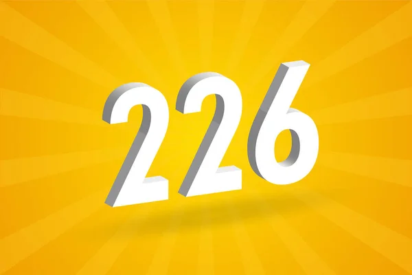 226 Numara Yazı Tipi Alfabesi Beyaz Numara 226 Sarı Arka — Stok Vektör