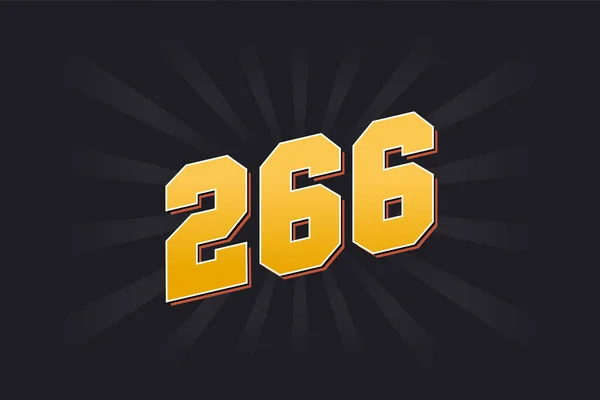 266のベクトルフォントアルファベット 黒の背景を持つ黄色266番 — ストックベクタ