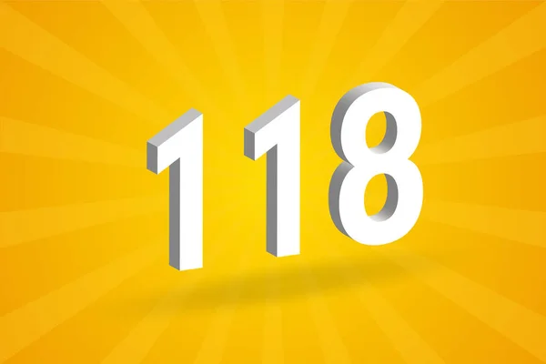 118 Betűtípus Ábécé Fehér Szám 118 Sárga Háttér — Stock Vector