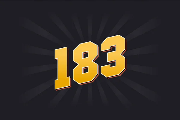 Αριθμός 183 Διανυσματικό Αλφάβητο Κίτρινος 183 Αριθμός Μαύρο Φόντο — Διανυσματικό Αρχείο