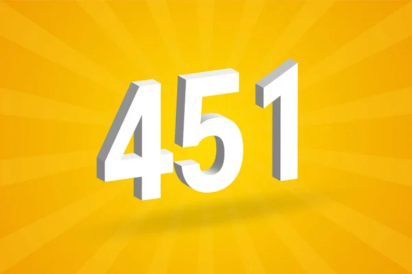 451数字字母表 黄色背景的白色3D 451号 — 图库矢量图片