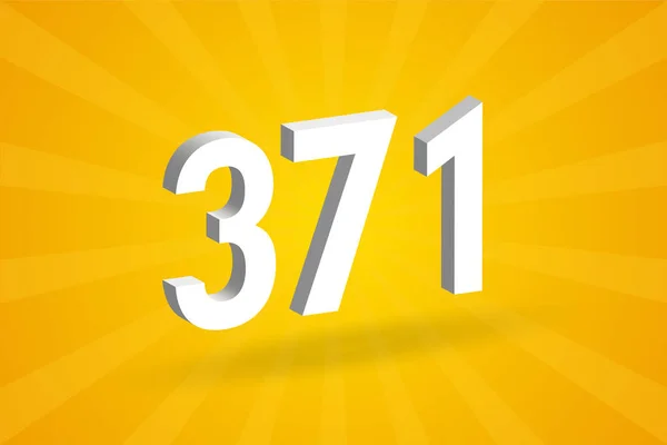 371 Nummer Typsnitt Alfabetet Vit Nummer 371 Med Gul Bakgrund — Stock vektor