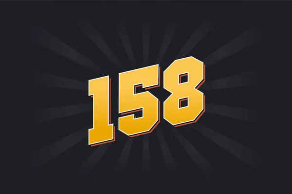 Νούμερο 158 Διανυσματικό Αλφάβητο Κίτρινο 158 Αριθμός Μαύρο Φόντο — Διανυσματικό Αρχείο
