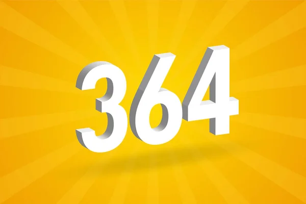 364 Alfabeto Fonte Número Branco Número 364 Com Fundo Amarelo —  Vetores de Stock