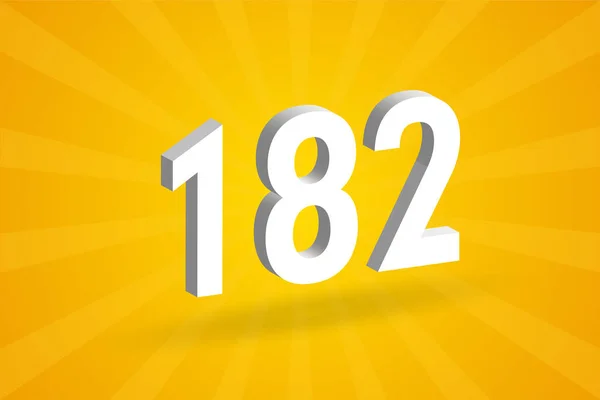 Abeceda Číslem 3D182 Bílé Číslo 182 Žlutým Pozadím — Stockový vektor