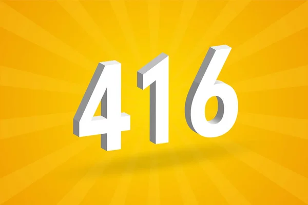 Alfabeto Fuente 416 Número Blanco Número 416 Con Fondo Amarillo — Vector de stock