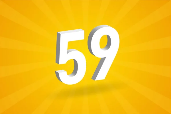 59数のフォントアルファベット 黄色の背景を持つホワイト3D番号59 — ストックベクタ