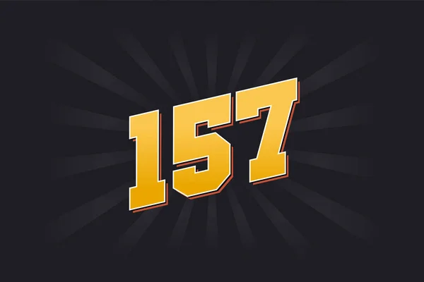 Nummer 157 Vektorschrift Alphabet Gelbe Zahl 157 Mit Schwarzem Hintergrund — Stockvektor