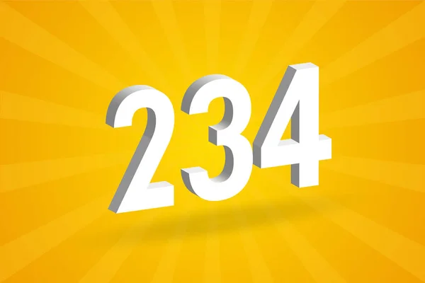 234 Ziffernschrift Alphabet Weiße Zahl 234 Mit Gelbem Hintergrund — Stockvektor