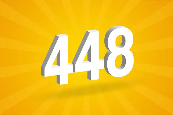 448 Number Font Alphabet White Number 448 Yellow Background — Stock Vector