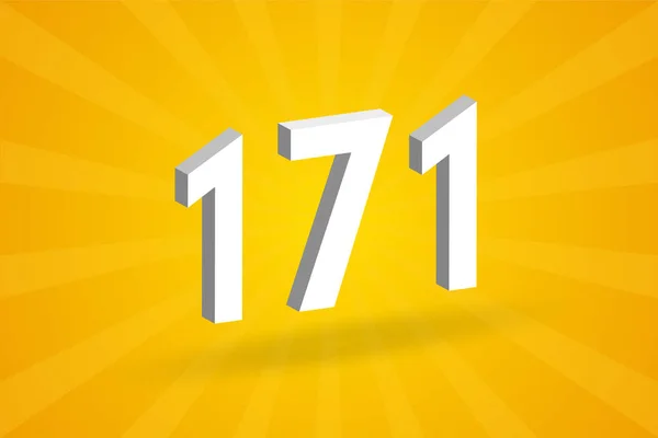 171 Αλφάβητο Αριθμών Λευκό Αριθμός 171 Κίτρινο Φόντο — Διανυσματικό Αρχείο