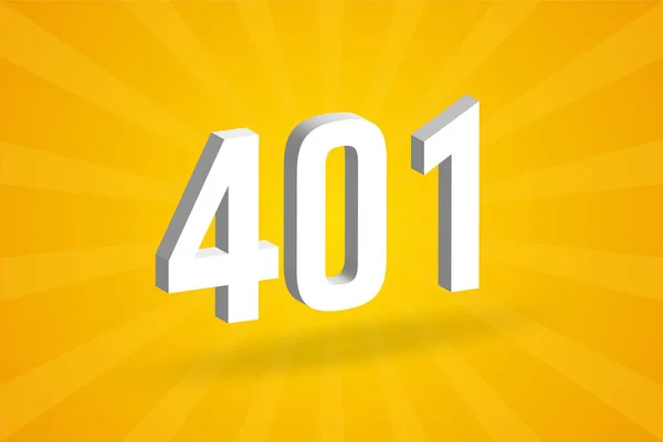 401ナンバーフォントアルファベット 黄色の背景を持つホワイト3D番号401 — ストックベクタ