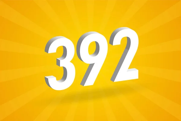 392 Αλφάβητο Αριθμών Λευκό Αριθμός 392 Κίτρινο Φόντο — Διανυσματικό Αρχείο