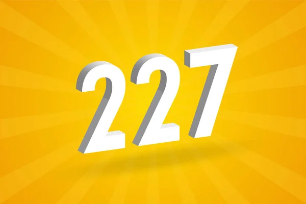 Alfabet Czcionek 227 Biały Numer 227 Żółtym Tłem — Wektor stockowy