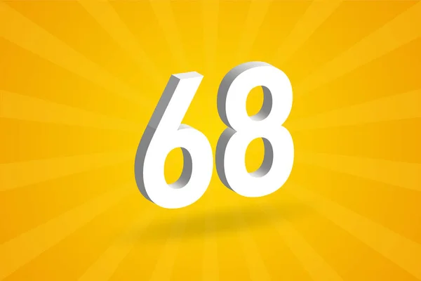 68数字字母表 黄色背景的白色3D 68号 — 图库矢量图片