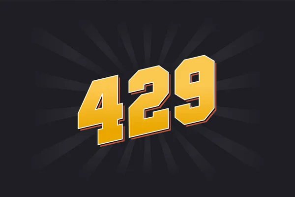 429号矢量字母表 黄色429数字 黑色背景 — 图库矢量图片