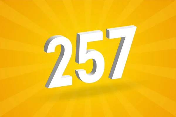 257個のフォントアルファベット 黄色の背景を持つホワイト3D番号257 — ストックベクタ