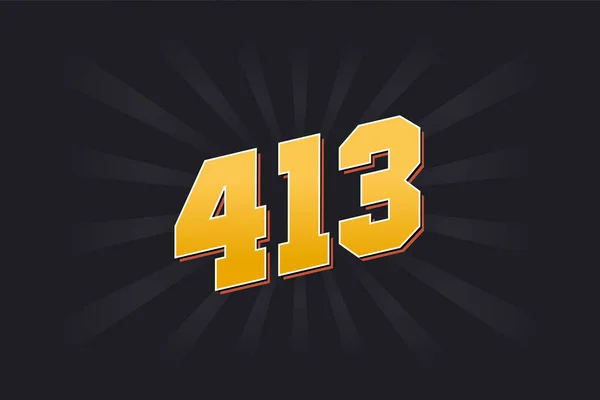 413号矢量字母表 黄色413数字 黑色背景 — 图库矢量图片