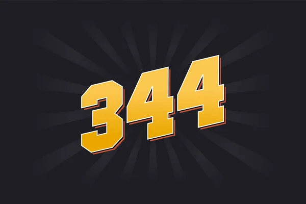 Αριθμός 344 Διανυσματικό Αλφάβητο Κίτρινο 344 Αριθμός Μαύρο Φόντο — Διανυσματικό Αρχείο