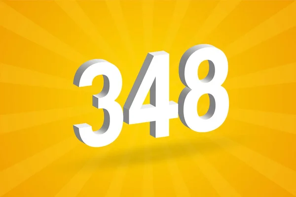 348数字字母表 白色3D 348号 黄色背景 — 图库矢量图片