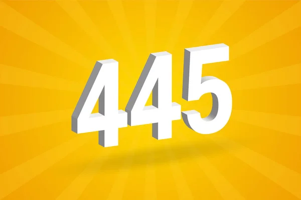 445 Αλφάβητο Αριθμών Γραμματοσειράς Λευκό Αριθμός 445 Κίτρινο Φόντο — Διανυσματικό Αρχείο
