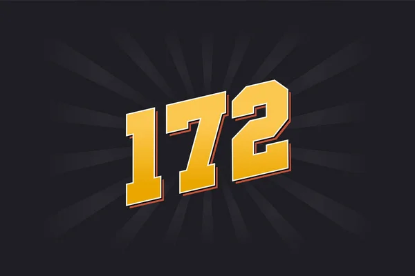 172のベクトルフォントアルファベット 黒の背景を持つ黄色の172番号 — ストックベクタ