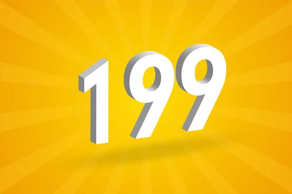 199 Числовий Шрифт Білий Номер 199 Жовтим Тлом — стоковий вектор