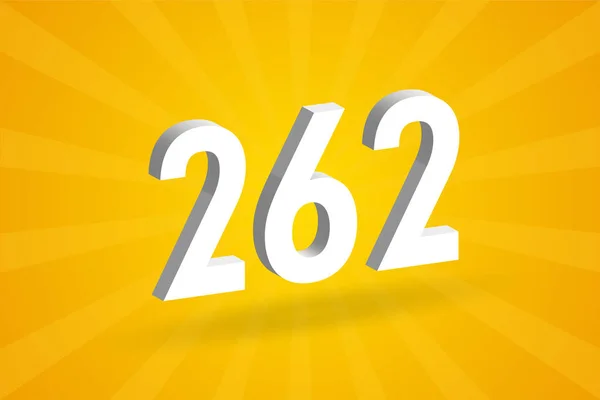 Abeceda Číslem 3D262 Bílé Číslo 262 Žlutým Pozadím — Stockový vektor