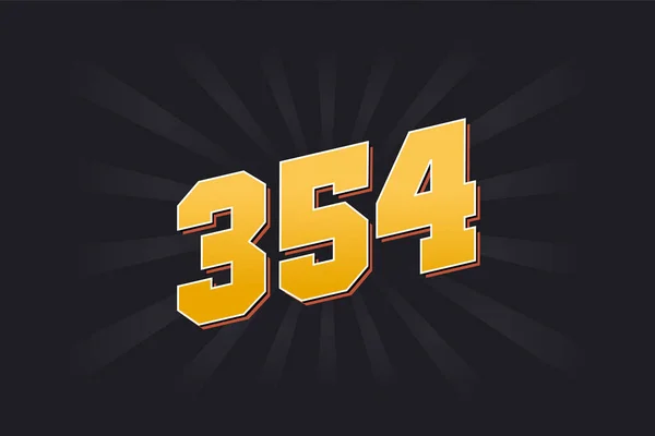 Αριθμός 354 Διανυσματικό Αλφάβητο Κίτρινος 354 Αριθμός Μαύρο Φόντο — Διανυσματικό Αρχείο