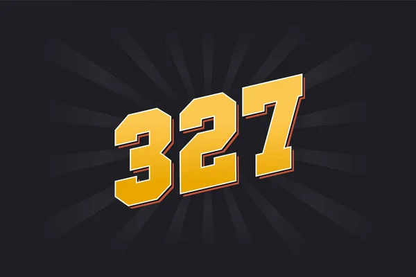 Номер 327 Векторний Шрифт Жовтий Номер 327 Чорним Тлом — стоковий вектор