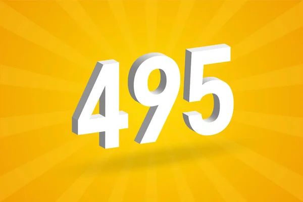 495数字字母表 黄色背景的白色3D 495号 — 图库矢量图片