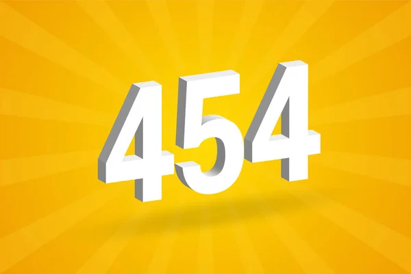 454数字字母表 黄色背景的白色3D 454号 — 图库矢量图片