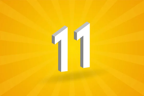 11数のフォントアルファベット 黄色の背景を持つ白の3D番号11 — ストックベクタ